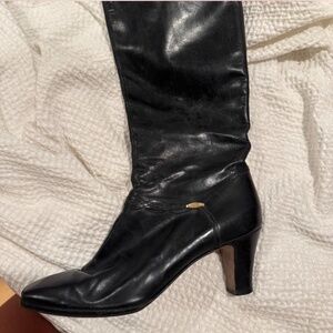 Vintage Salvatore Ferragamo Black Leather Boots